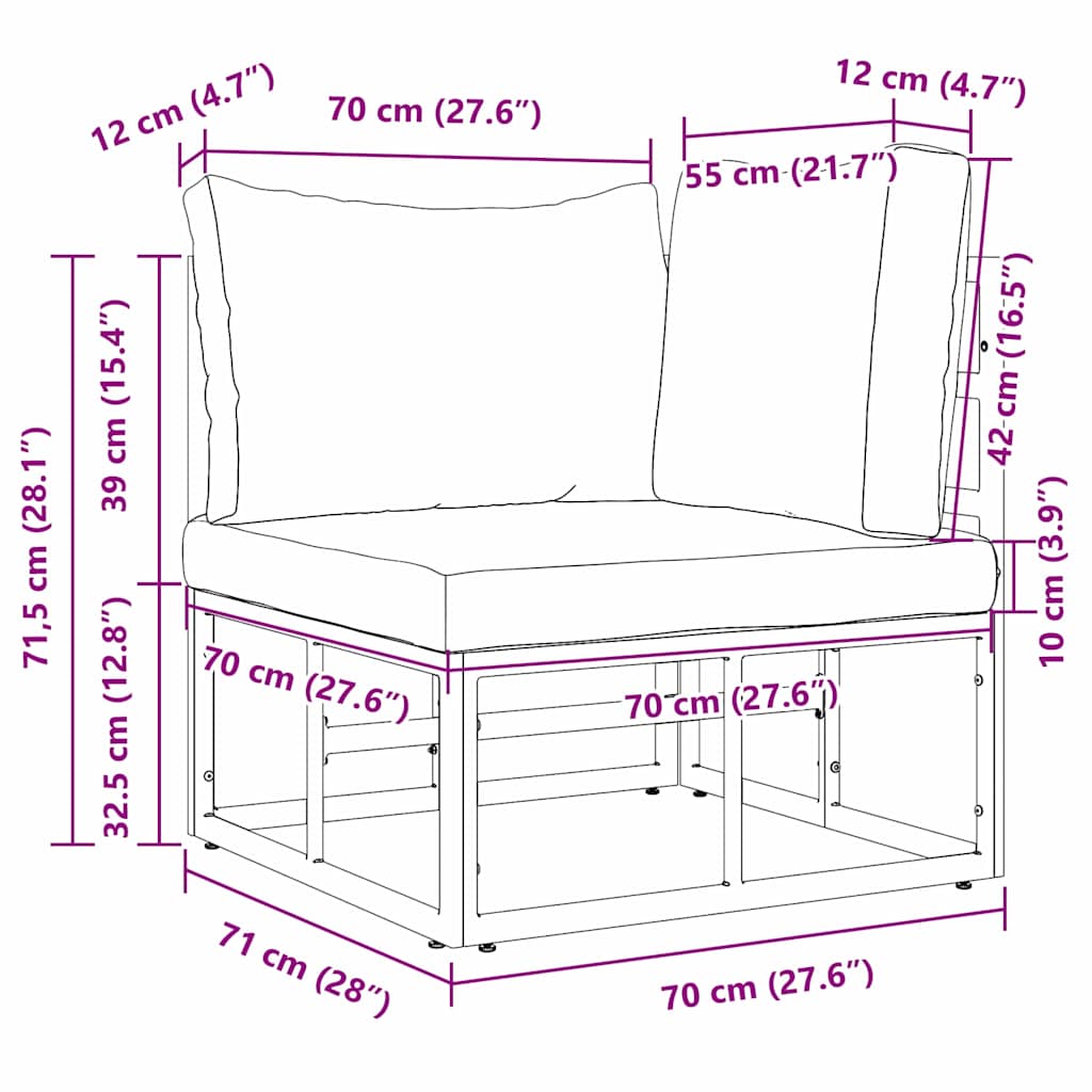 Outdoor Furniture Black and Anthracite 71.5 x 71.5 x71 cm Metal