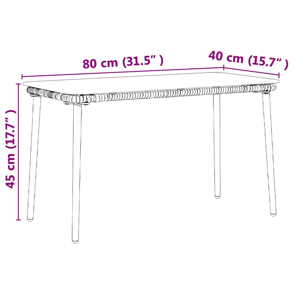 Garden Table Natural 80 x 40 x 45 cm Poly Rattan