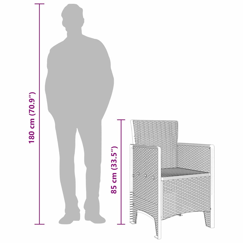 Garden Chair 2 pcs Light Grey 53 x 49 x 85 cm Polypropylene