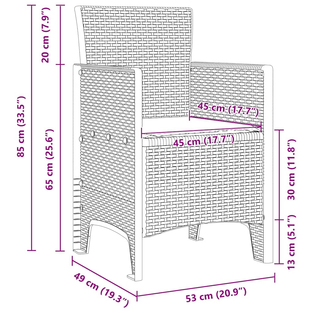 Garden Chair 2 pcs Light Grey 53 x 49 x 85 cm Polypropylene