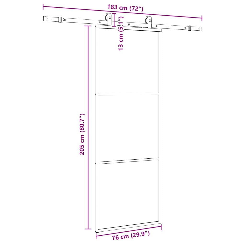 Sliding Door with Hardware Set Black 76x205 cm ESG Glass