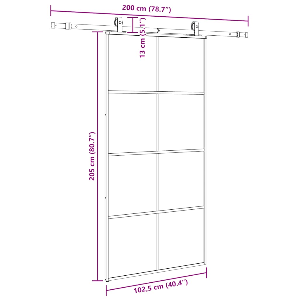 Sliding Door with Hardware Set Black 102,5x205 cm ESG Glass