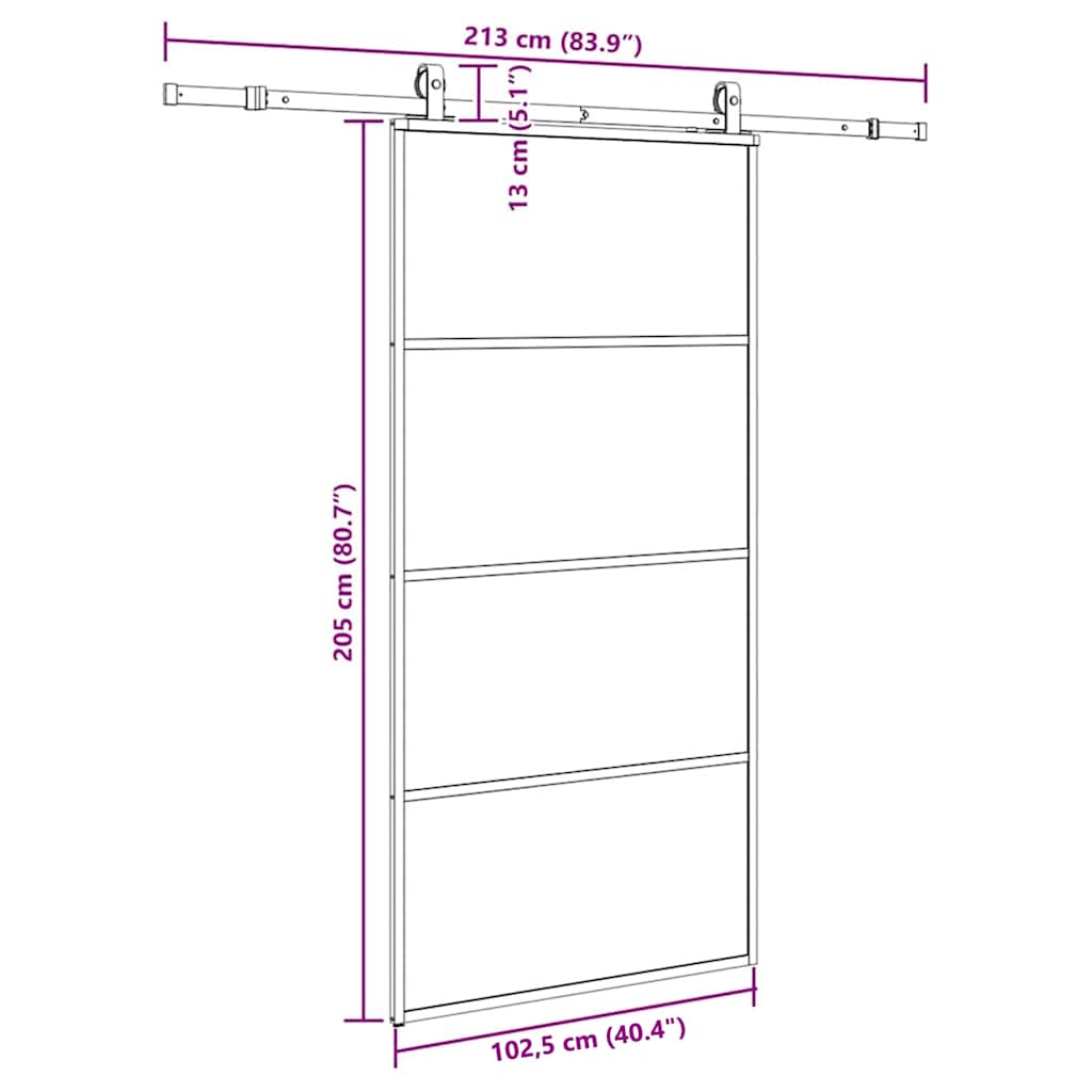 Sliding Door with Hardware Set Black 102,5x205 cm ESG Glass