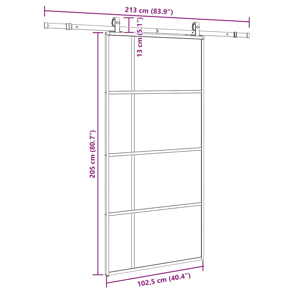 Sliding Door with Hardware Set Black 102,5x205 cm ESG Glass