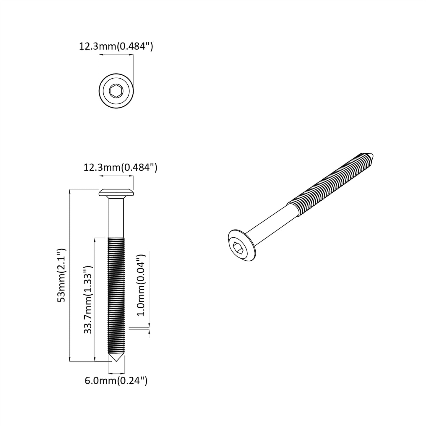 Screw 1800 pcs Silver M6 x 50 mm Steel