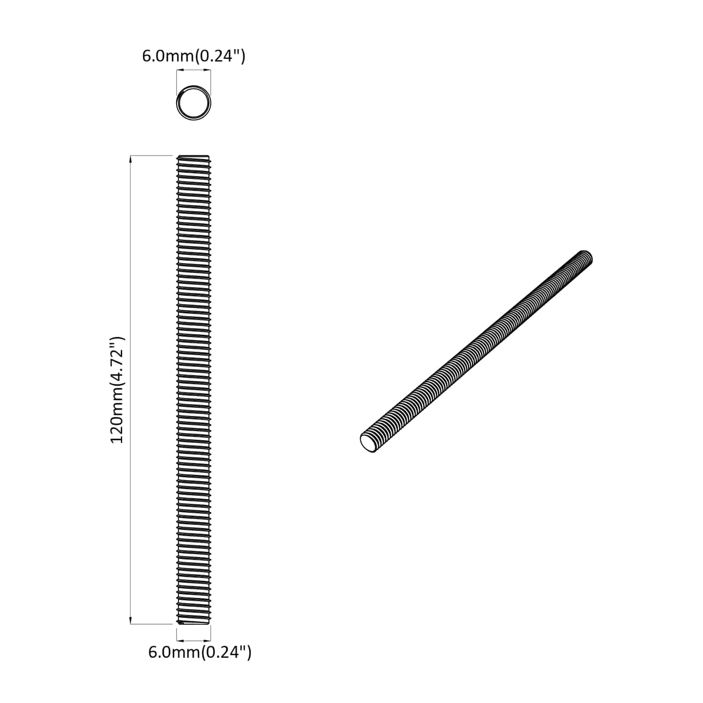 Threaded Rods 900 pcs Silver Metal