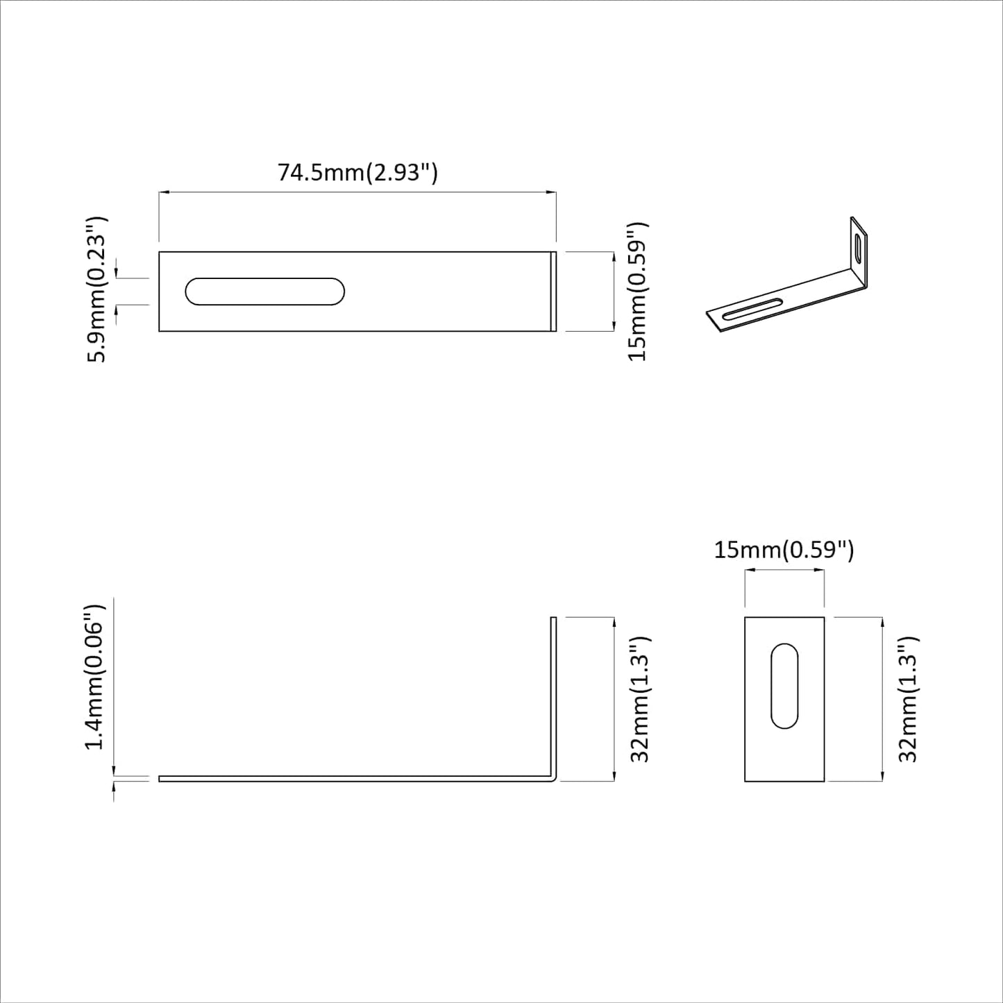 Anti Tip Bracket Plain 1268 pcs Silver Iron