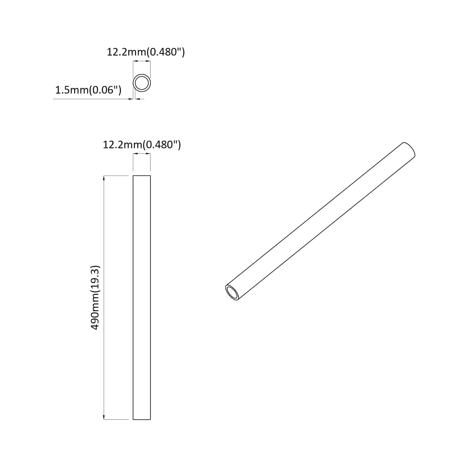 PVC Pipe 12 pcs White 12.2 x 1.8 x 500 mm PP and PE