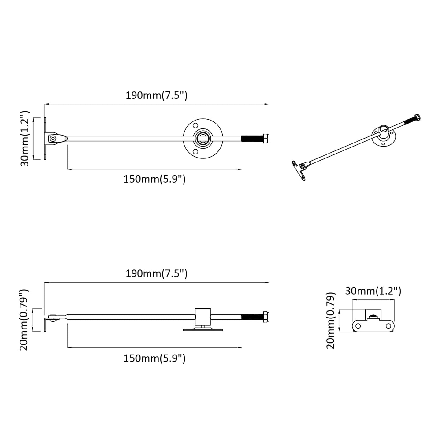 Pull Rod Hinge 439 pcs Silver Metal