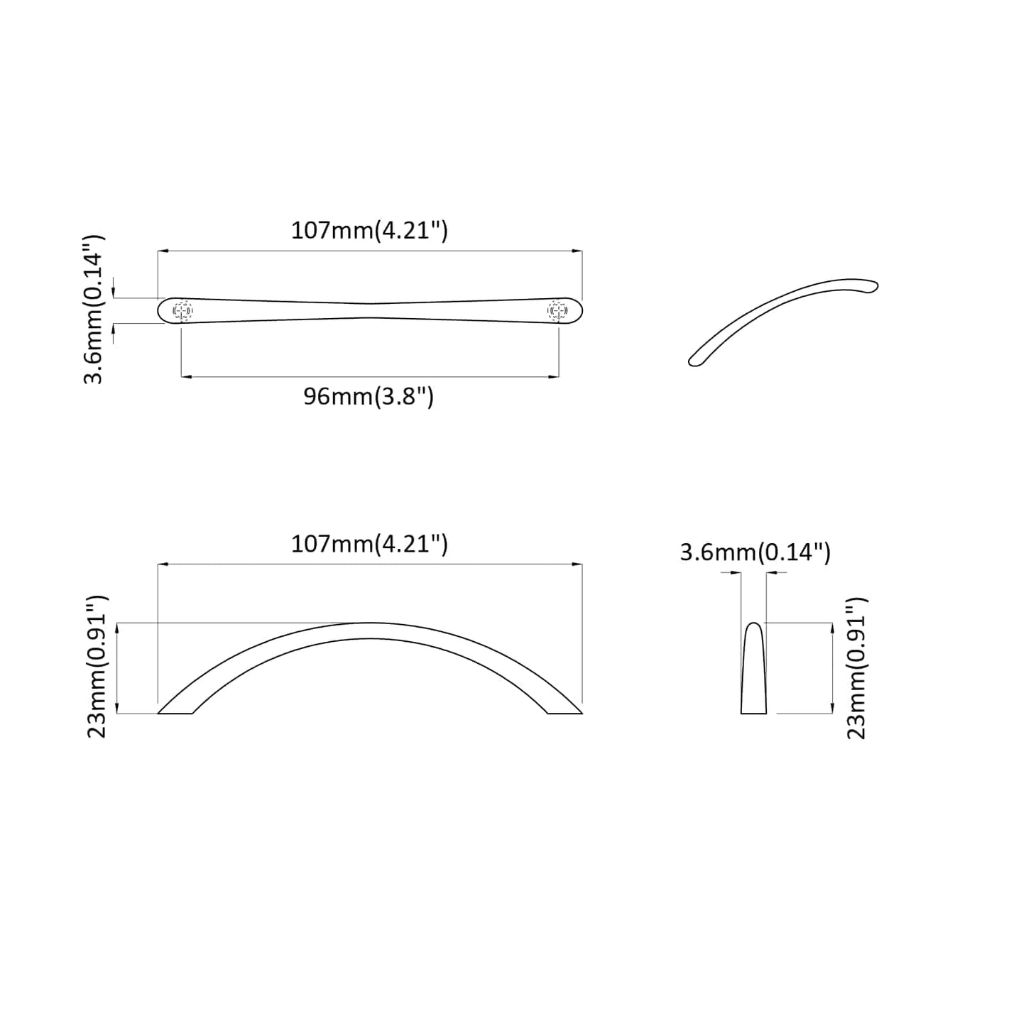Handle 1385 pcs Silver 107 x 3.6 x 23 mm Stainless Steel