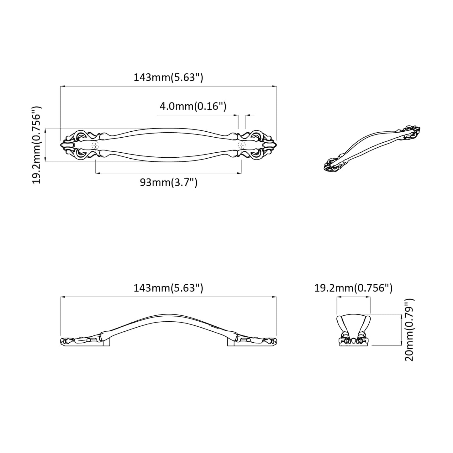 Handle 923 pcs Gold Zinc Alloy
