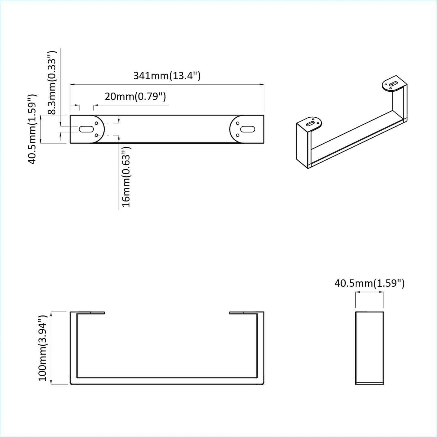 Furniture Feet 12 pcs Black 341 x 40.5 x 100 mm Iron