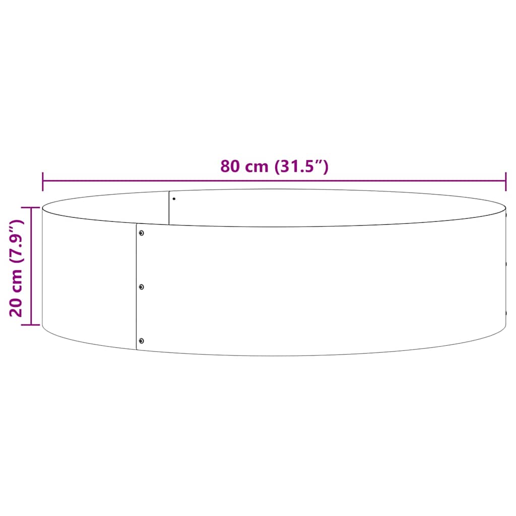 Planter Ring Silver 80 x 80 x 20 cm Galvanised Steel