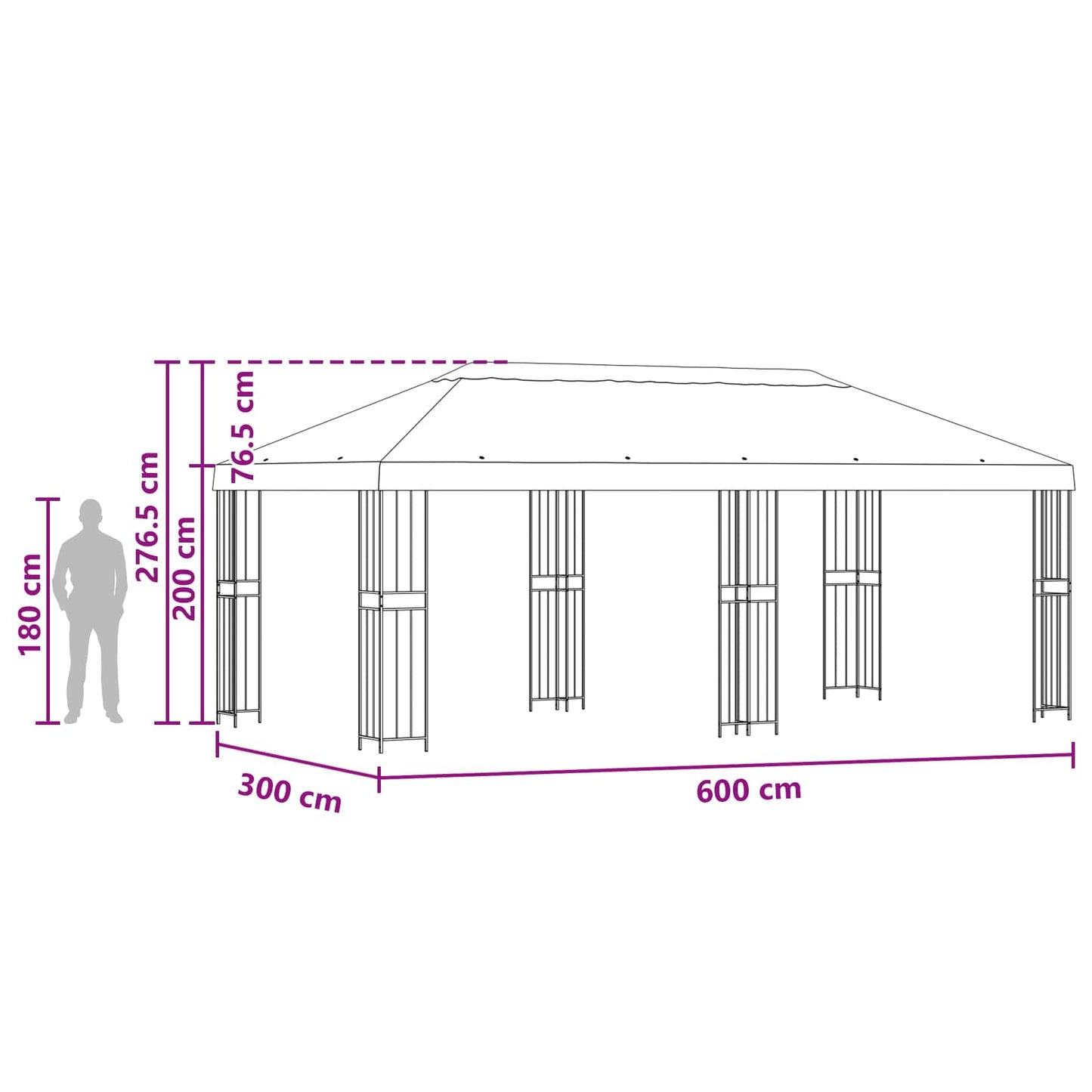 Garden Gazebo 6 x 3 m Beige Polyester and Steel 190 gsm