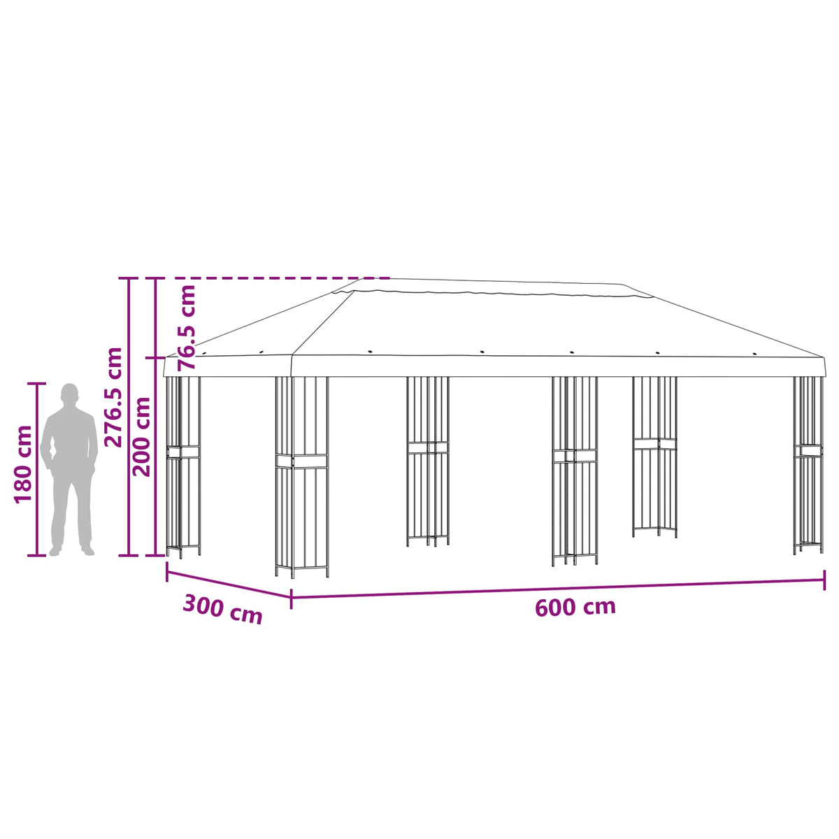 Garden Gazebo 6 x 3 m Anthracite Polyester and Steel 190 gsm