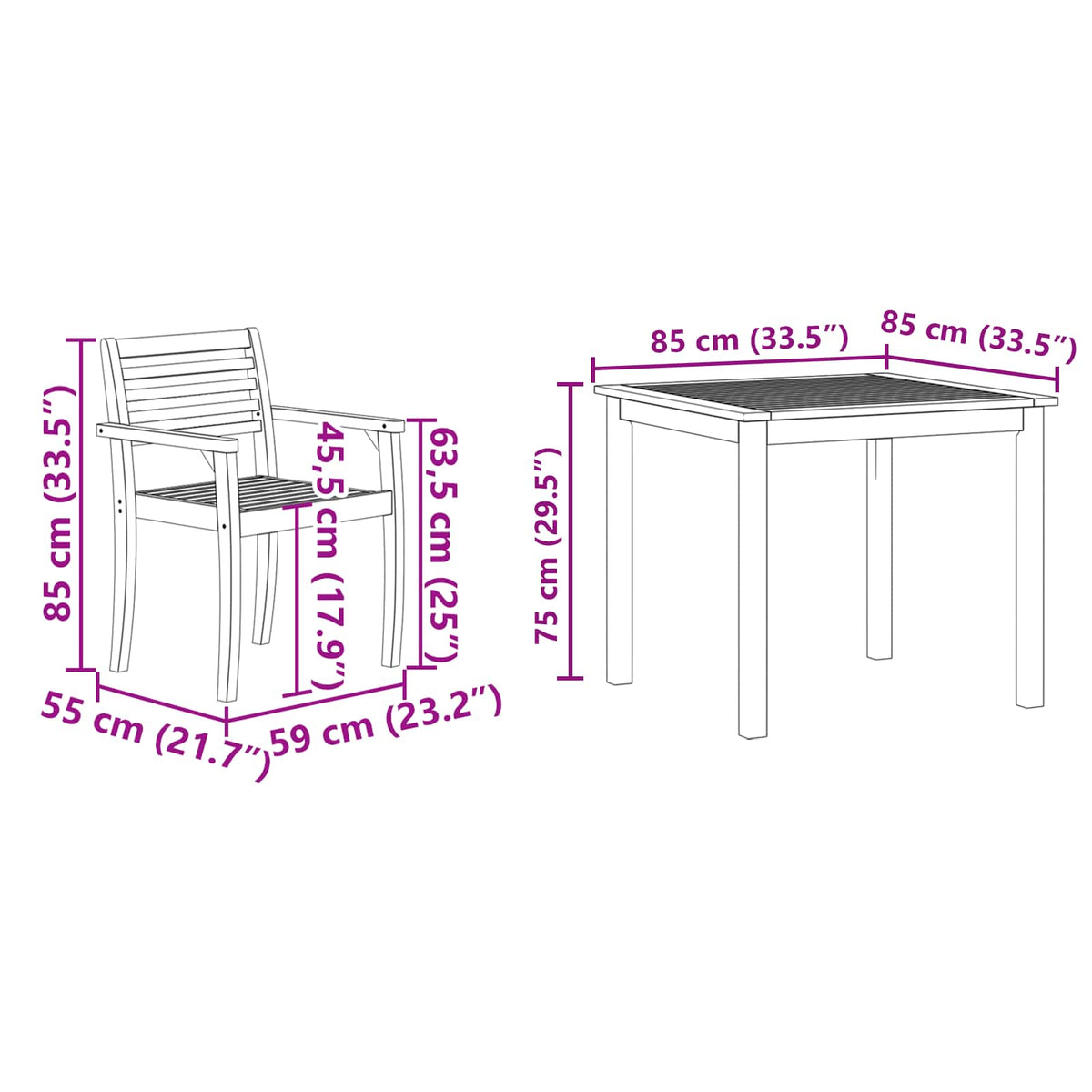 Garden Dining Set 5 pcs Brown Solid Acacia Wood