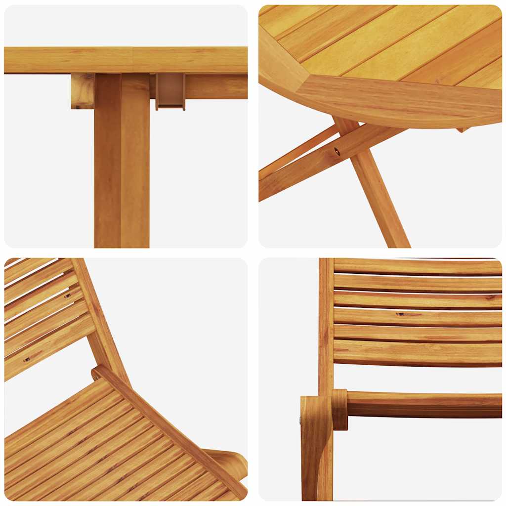 Folding Bistro Set Folding 3 pcs Brown Solid Acacia Wood