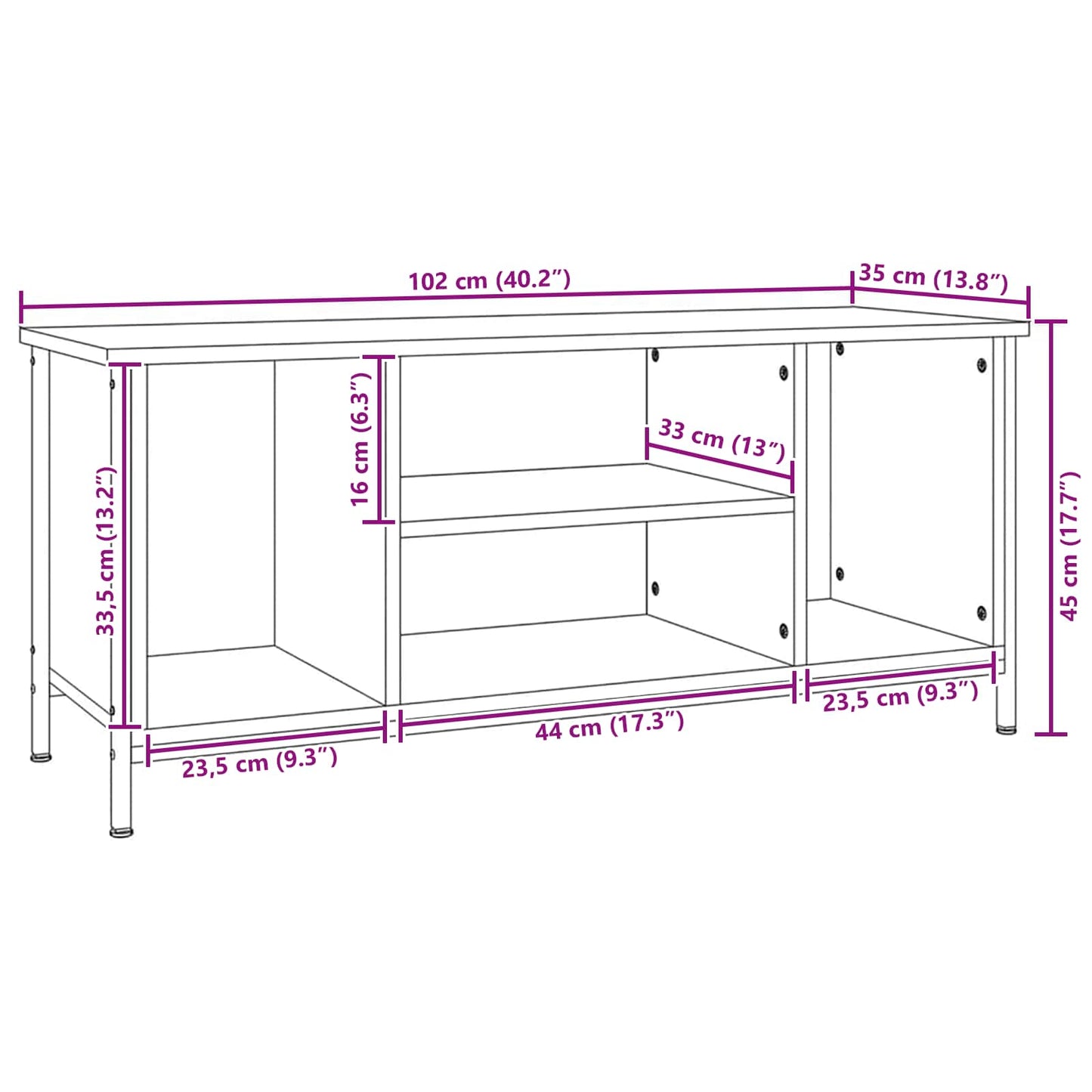 TV Cabinet 102 x 35 x 45 cm Artisan Oak Engineered Wood