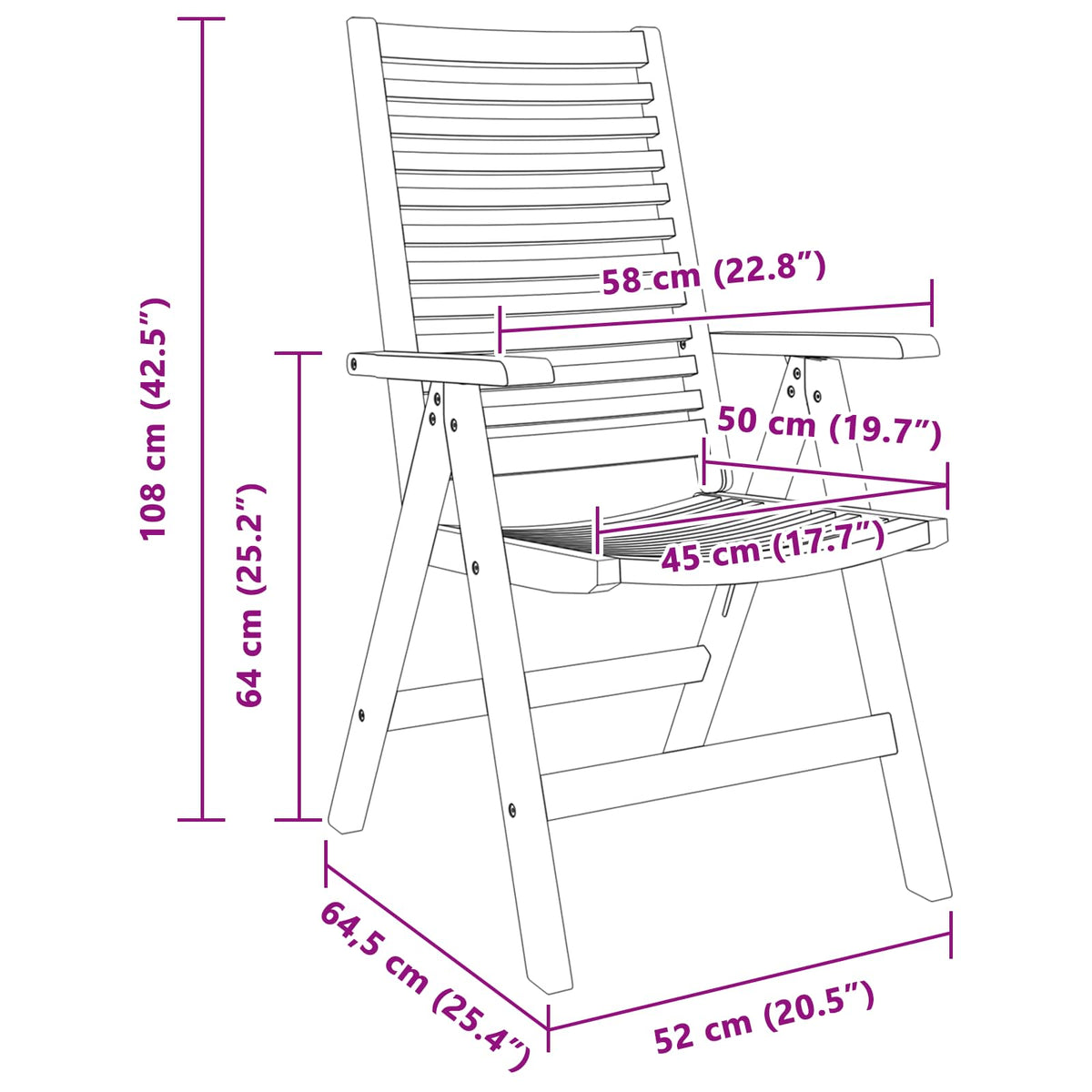 Chair 6 pcs Brown Solid Teak Wood Convertible