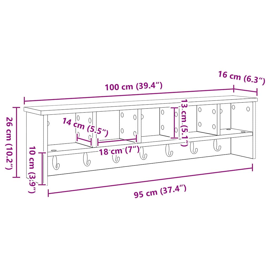Wall-Mounted Coat Rack Wall-Mounted Concrete Grey