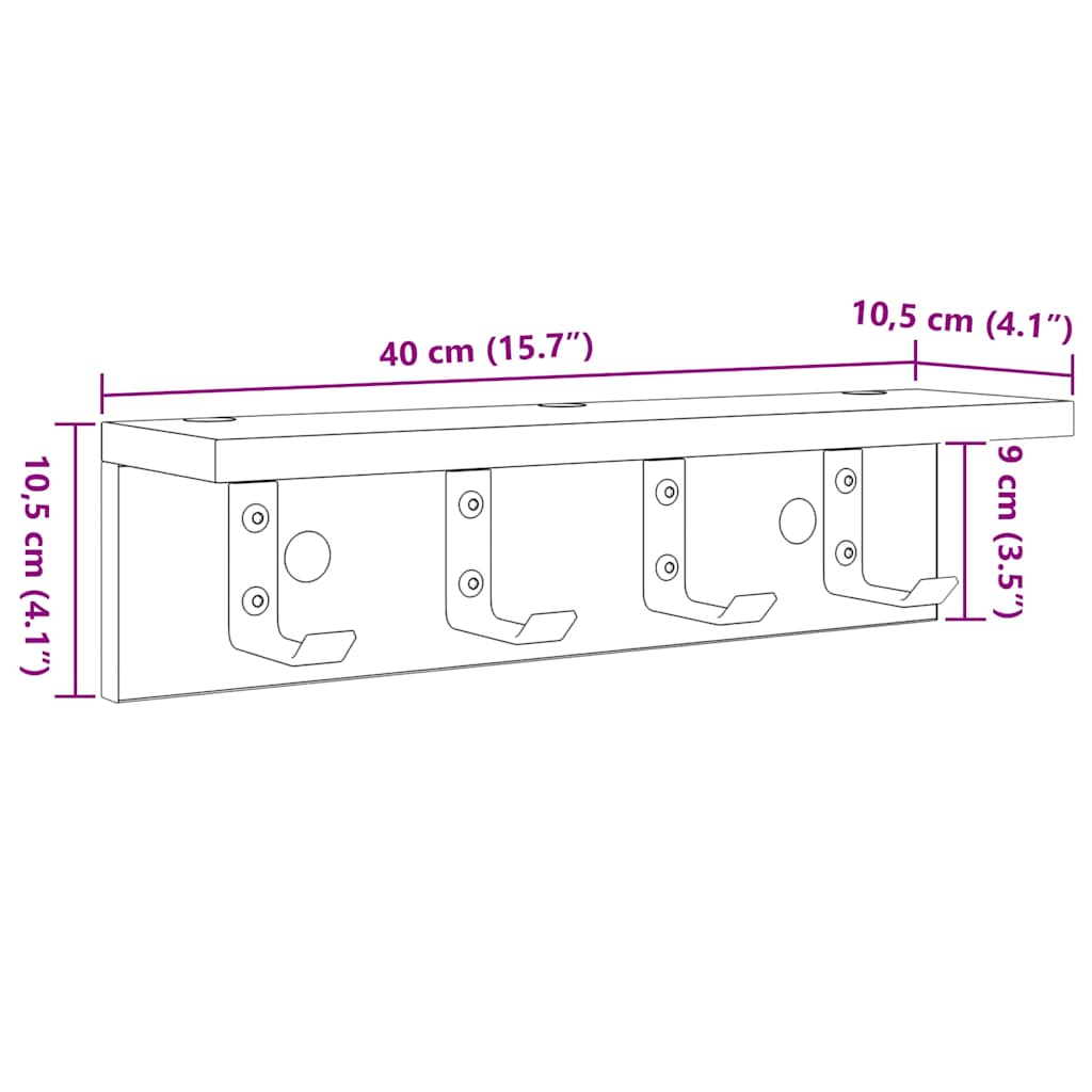 Wall-Mounted Coat Rack Wall-Mounted Smoked Oak Engineered wood
