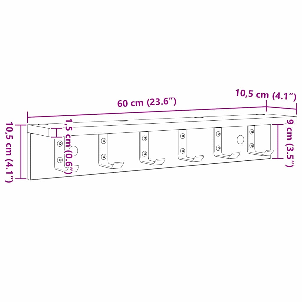 Wall-Mounted Coat Rack Wall-Mounted Concrete Grey