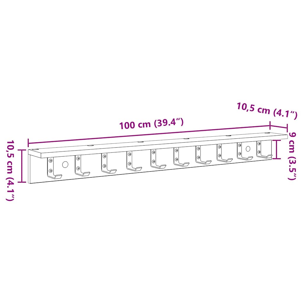 Wall-Mounted Coat Rack Wall-Mounted White 100 x 10.5 x 10.5 cm
