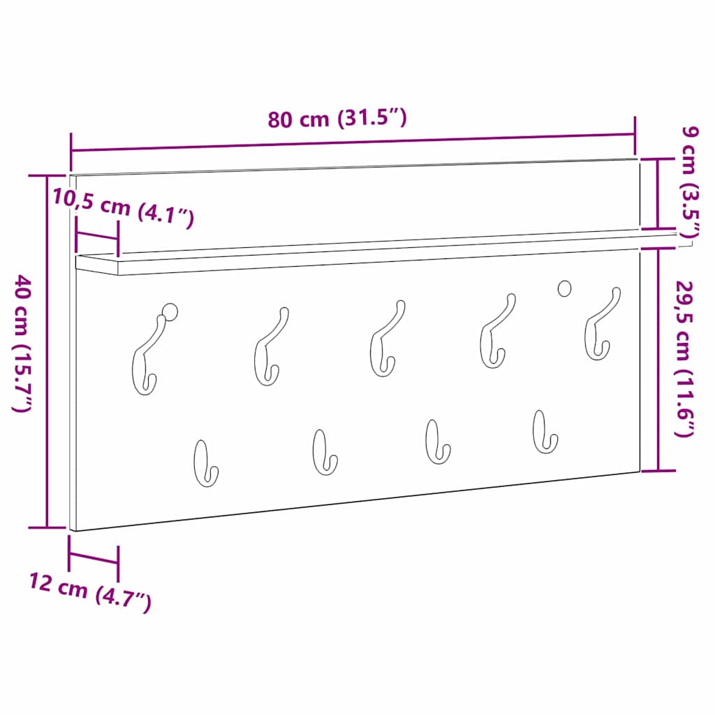 Wall-Mounted Coat Rack Wall-Mounted Concrete Grey