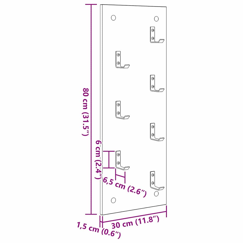 Wall-Mounted Coat Rack Wall-Mounted Concrete Grey