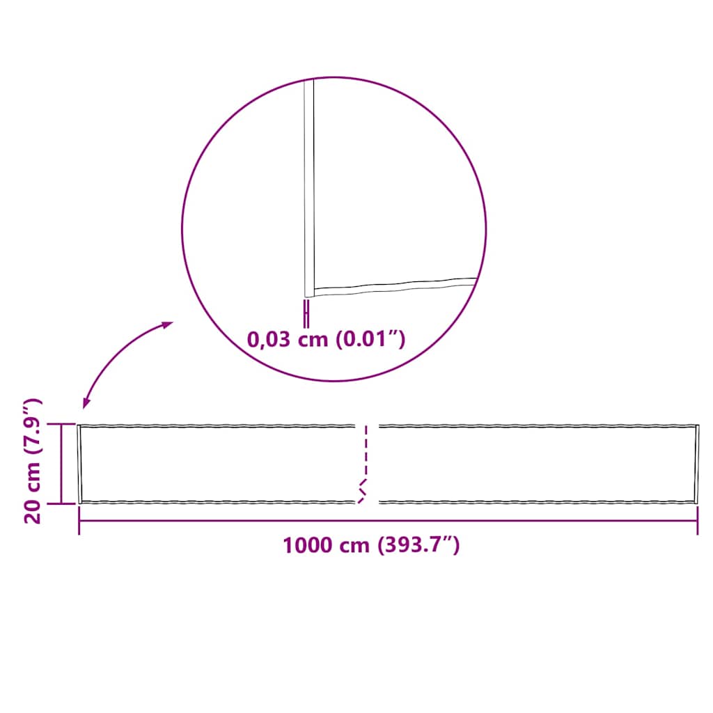 Lawn Edge Silver 1000 x 20 x 0.03 cm