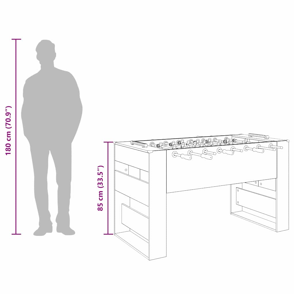 Foosball Table Smoked Oak 146.5 x 74 x 85 cm Engineered Wood