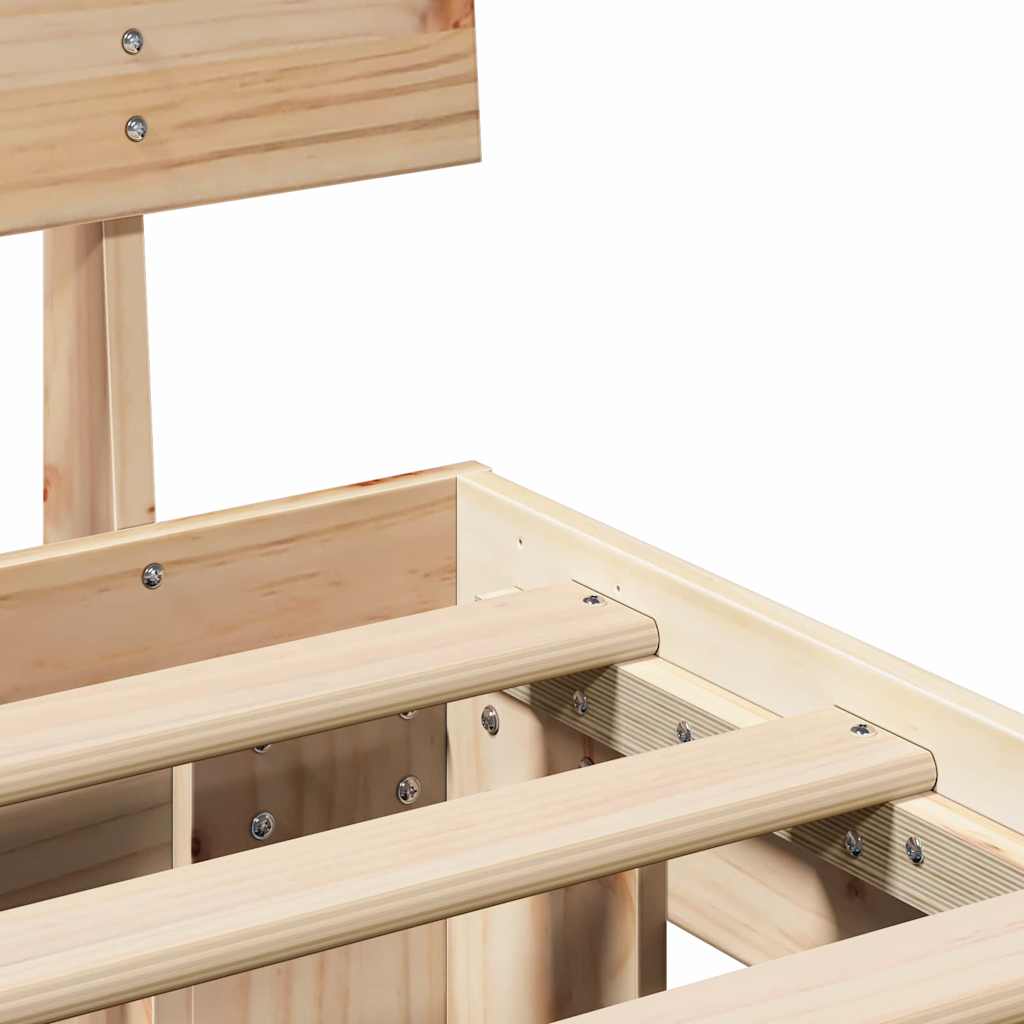 Bed Frame with Headboard Natural 75 x 190 cm Solid Pine Wood