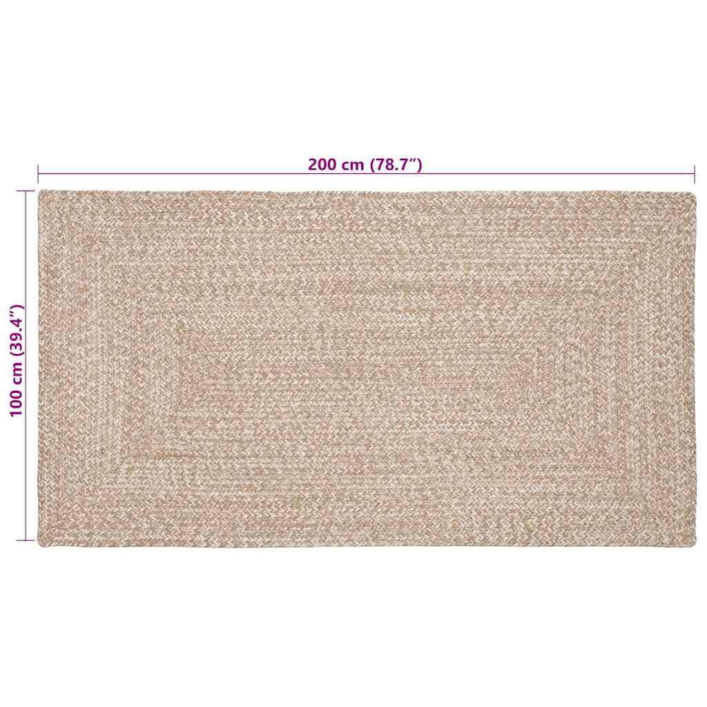 Area Rugs Natural and White 100 x 200 cm Jute