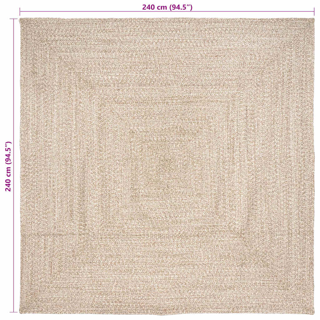 Area Rugs Natural and White 240 x 240 cm Jute