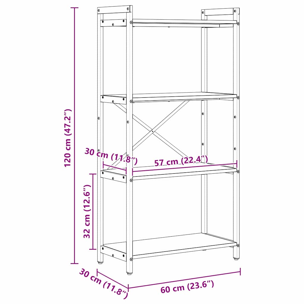 Bookshelf 60 x 30 x 120 cm Engineered Wood Smoked Oak