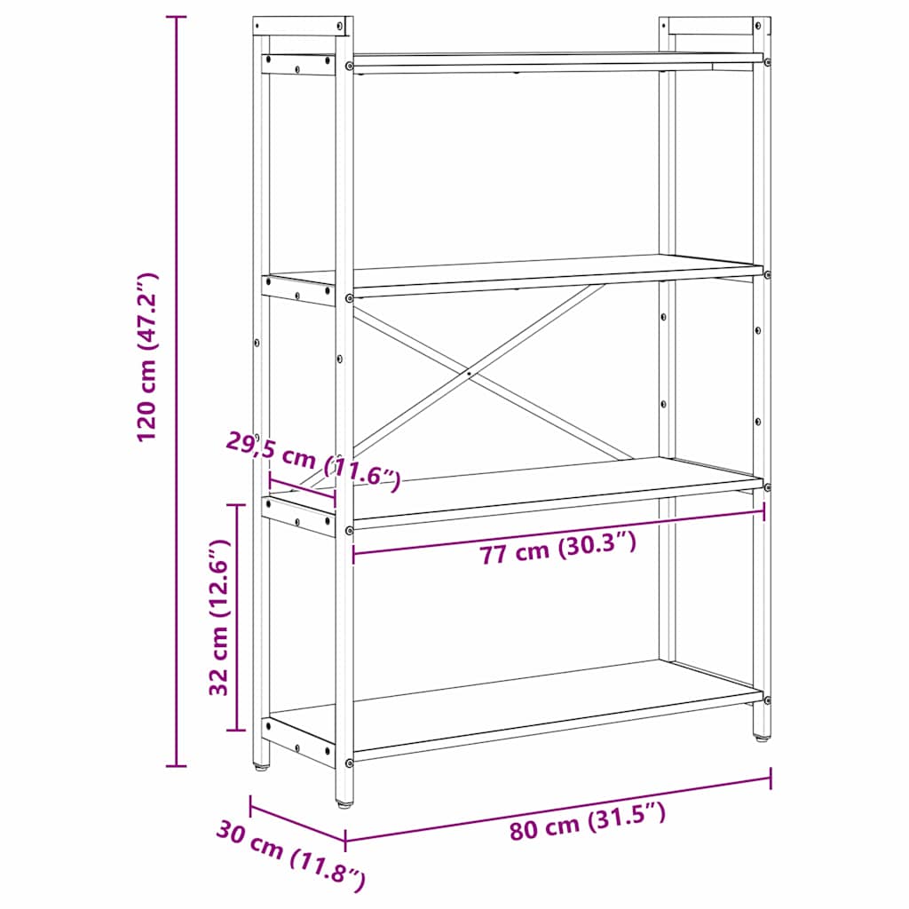 Bookshelf 80 x 30 x 120 cm Engineered Wood Artisan Oak
