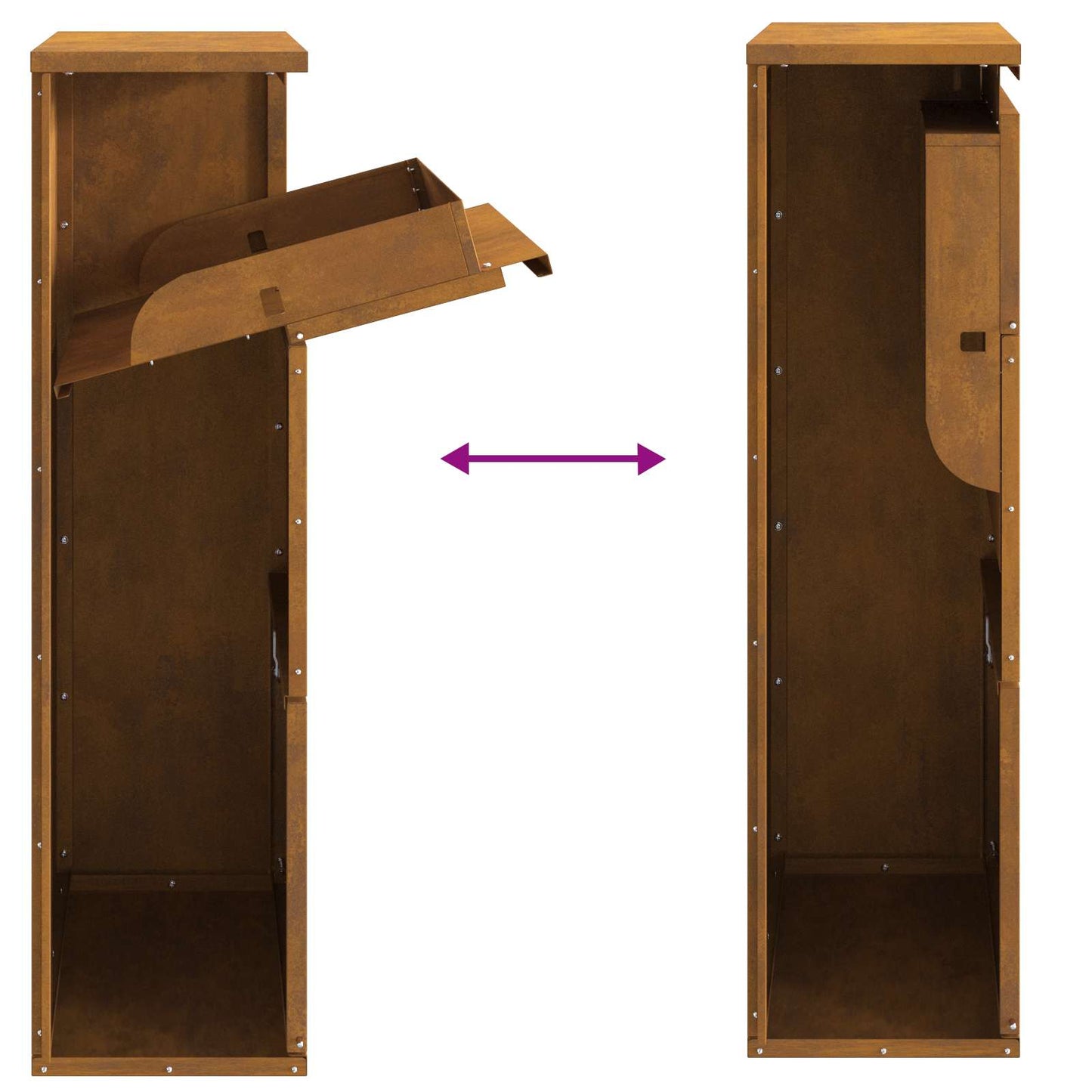 Parcel Drop Box Rusty 44 x 22 x 82 cm Weathering Steel