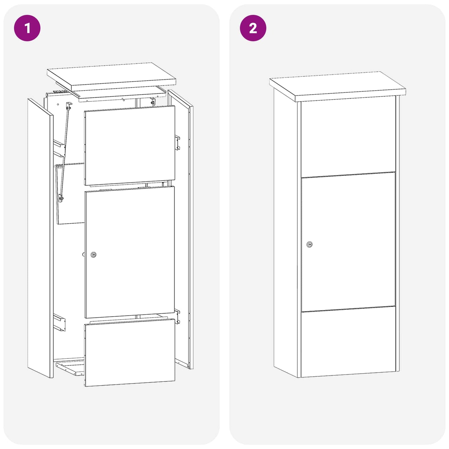 Parcel Drop Box with Storage Black 44.5 x 29 x 110.5 cm Steel