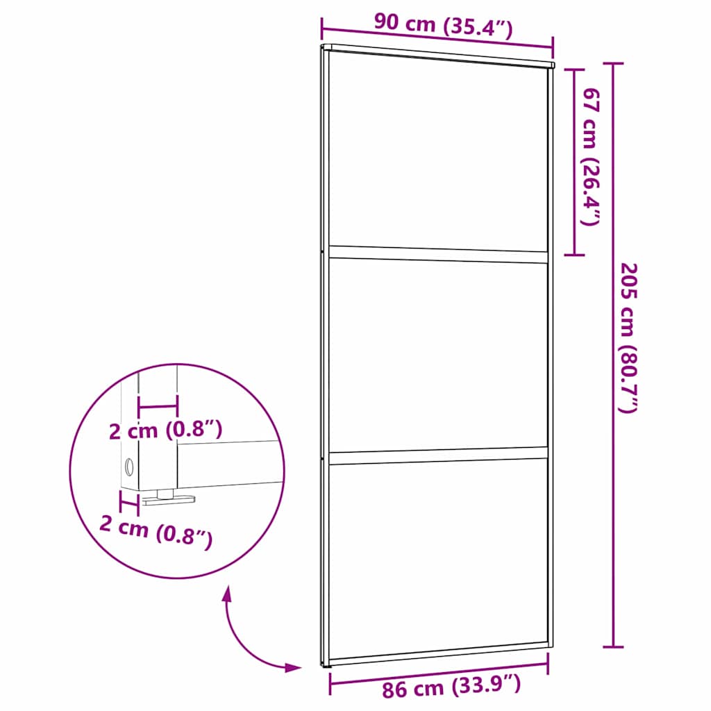 Glass Door Striped Black 90 x 2 x 205 cm Aluminium