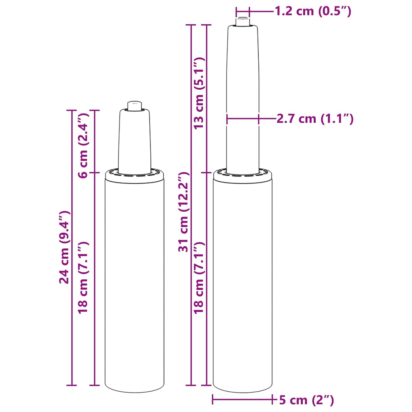 Office Chair Gas Cylinder Chrome 239-309 mm Iron