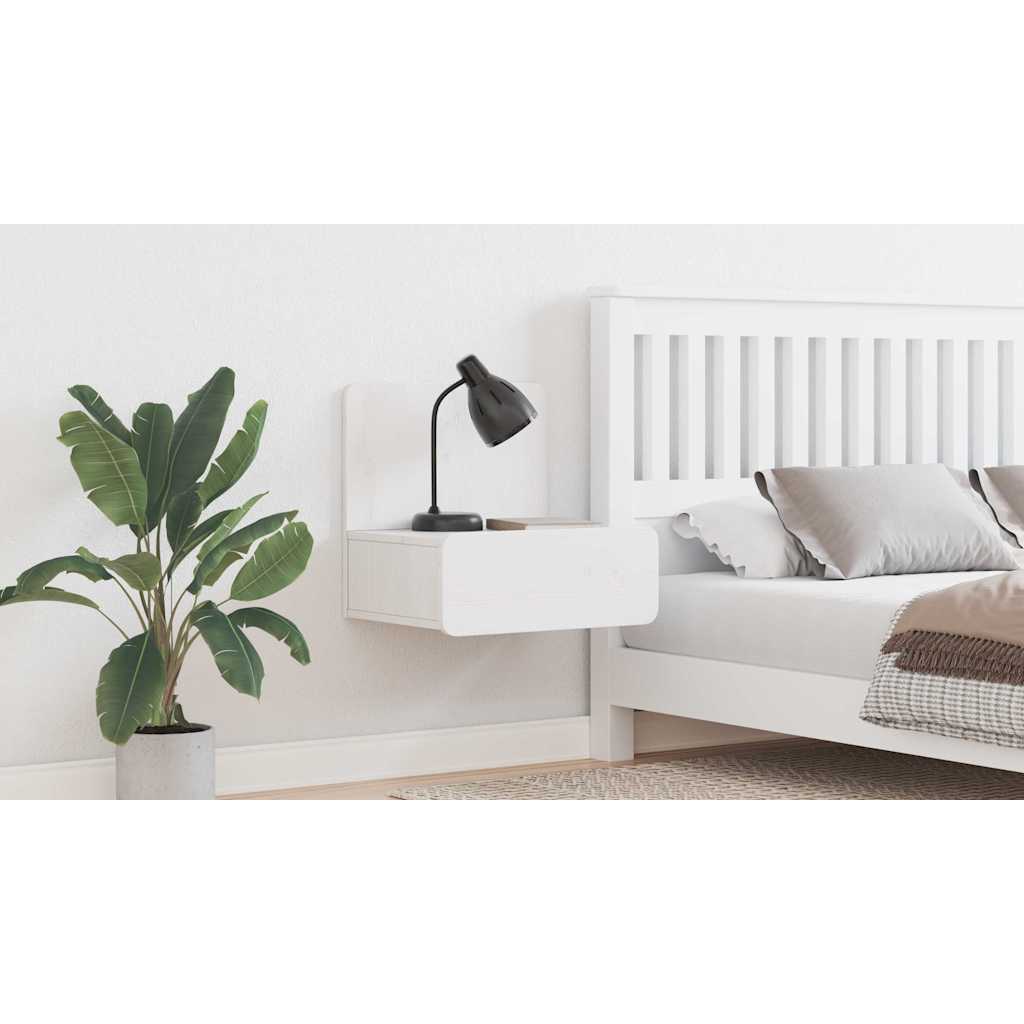Bedside Table White 44 x 32.5 x 40 cm Solid pine wood