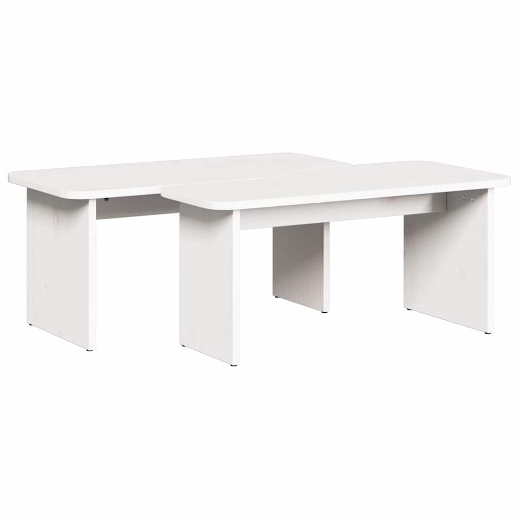 Coffee Table 2 pcs White Solid pine wood