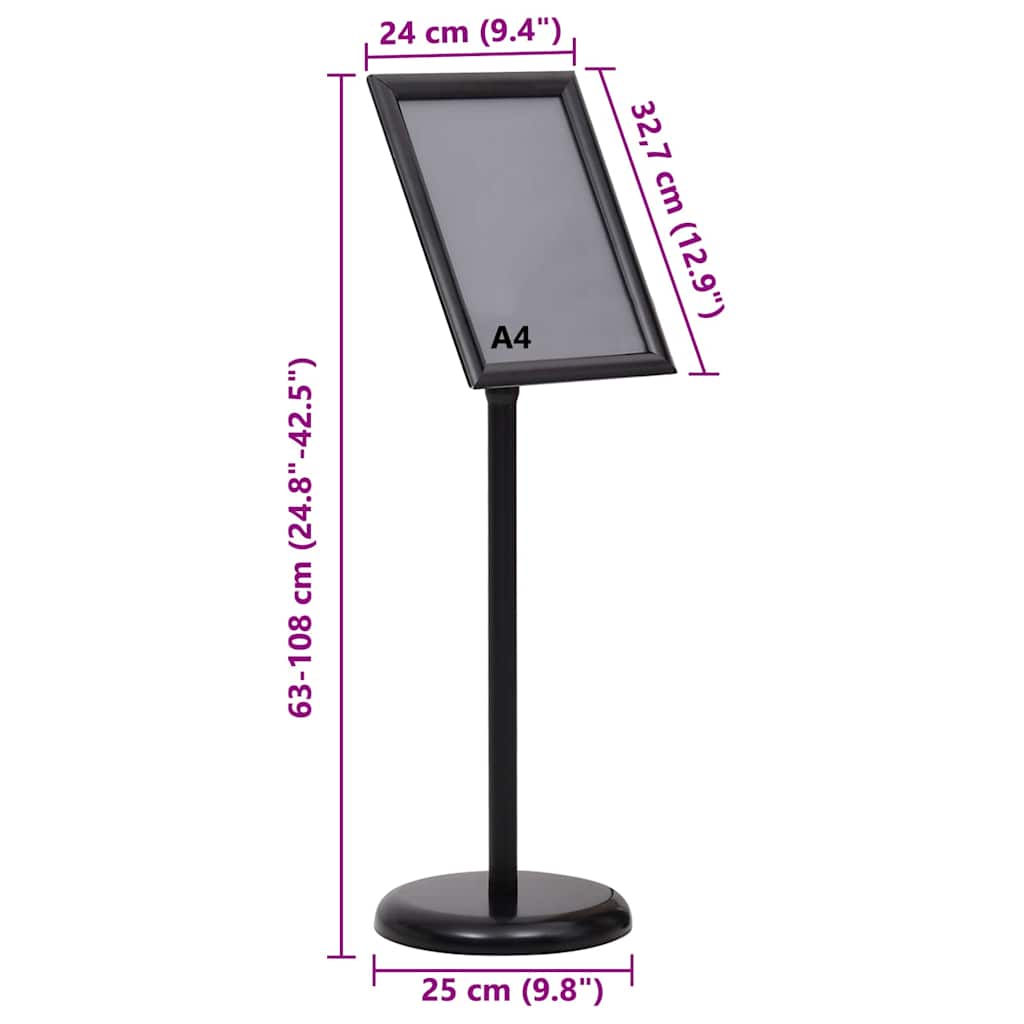 Poster Stands 2 pcs 32.7 x 24 x 108 cm Aluminium Black