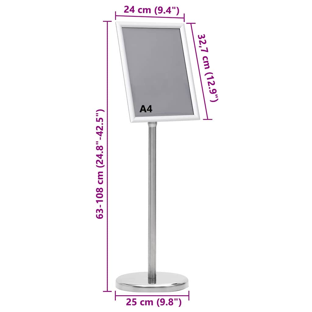 Poster Stands 2 pcs 32.7 x 24 x 108 cm Aluminium Silver