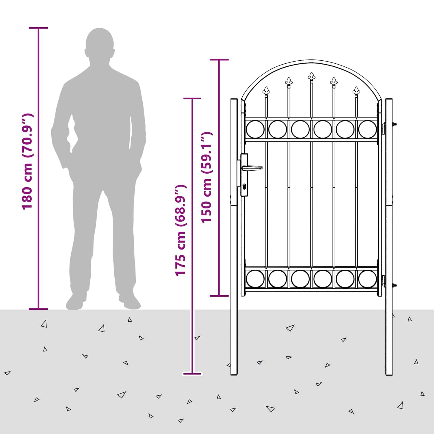 Fence Gate ASSEN 100 x 150 cm Powder-Coated Steel Grey Lockable