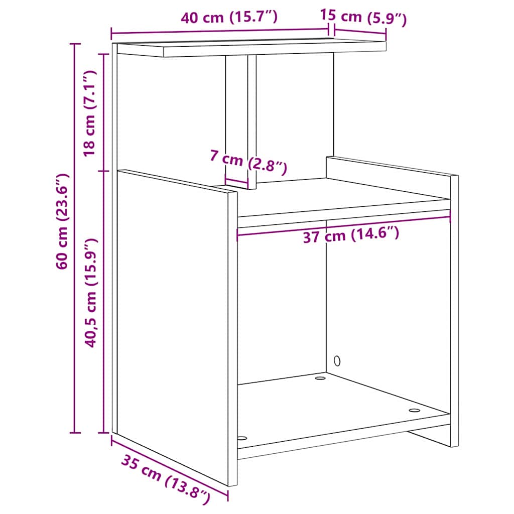 Bedside Cabinet 2 pcs Artisan Oak 40 x 35 x 60 cm