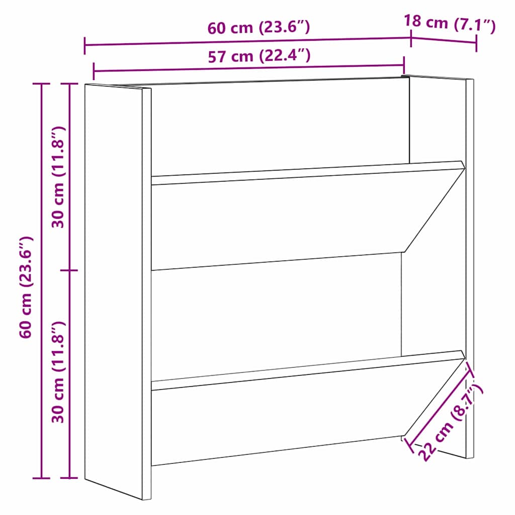 Shoe Cabinet 60 x 18 x 60 cm Engineered Wood Artisan Oak