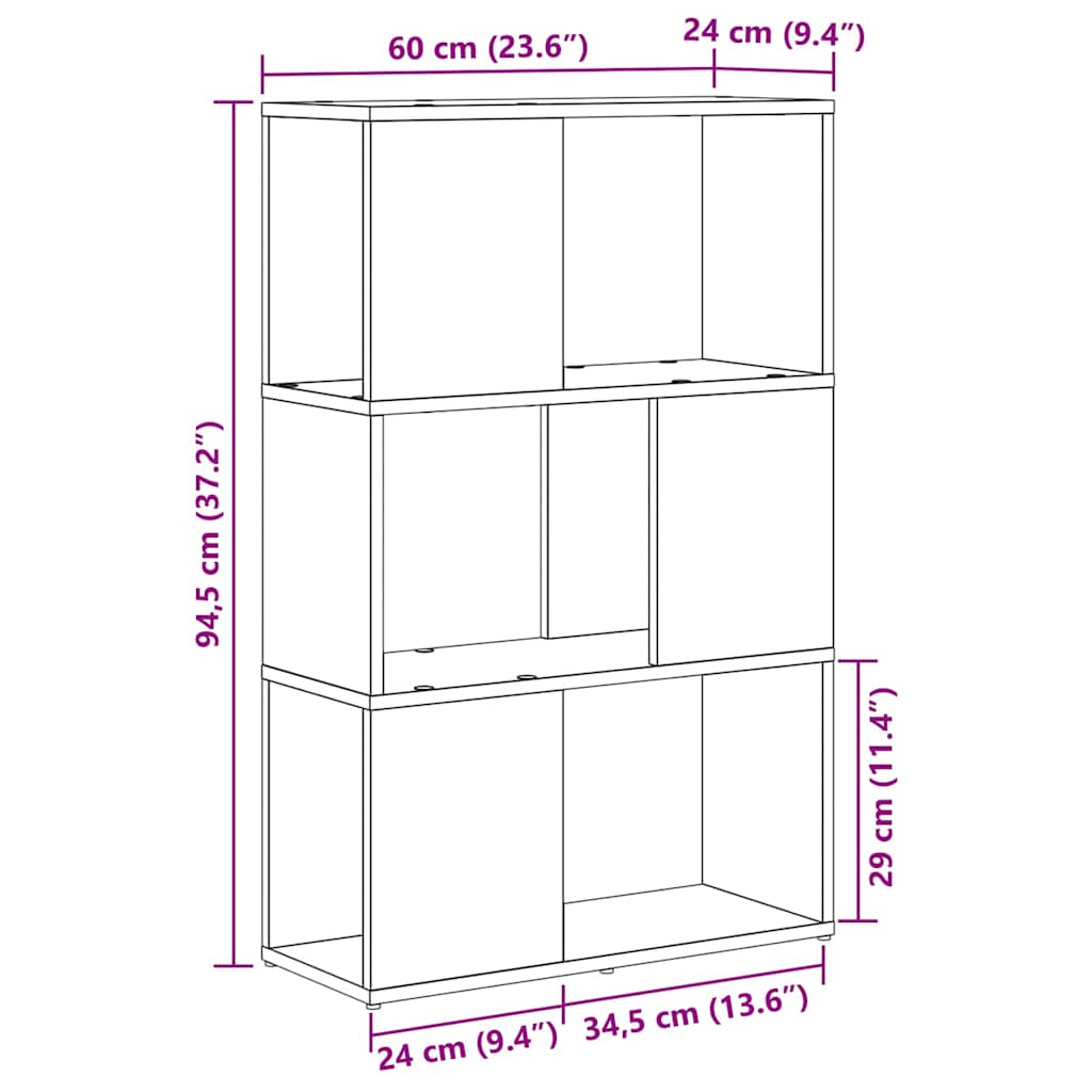TV Cabinet Set 60 x 24 x 94.5 cm Black Engineered Wood