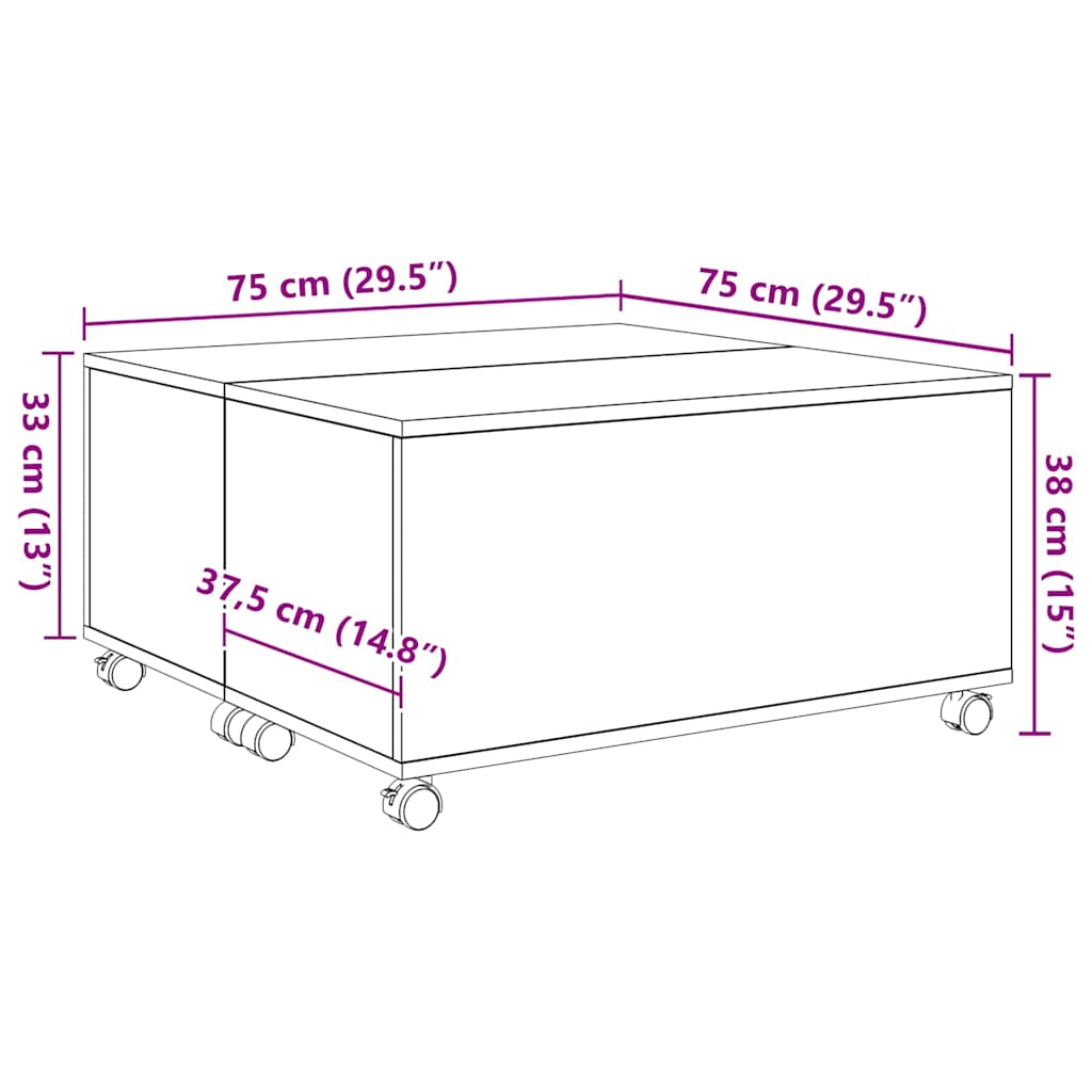 Coffee Table Black Oak 75 x 75 x 38 cm Engineered Wood
