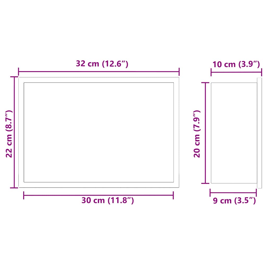 Shower Niche White 30 x 20 x 9.5 cm Stainless Steel